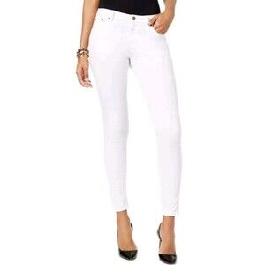 Michael Kors Women's White Selma Straight Ankle High Rise Jeans Size 16